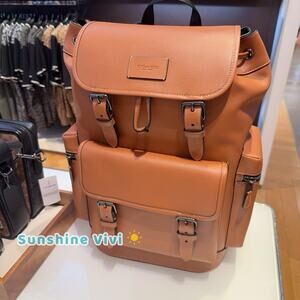 NWT Coach MEN's Large Sprint Backpack Gunmetal/Tan Smooth grain Leather CDB61